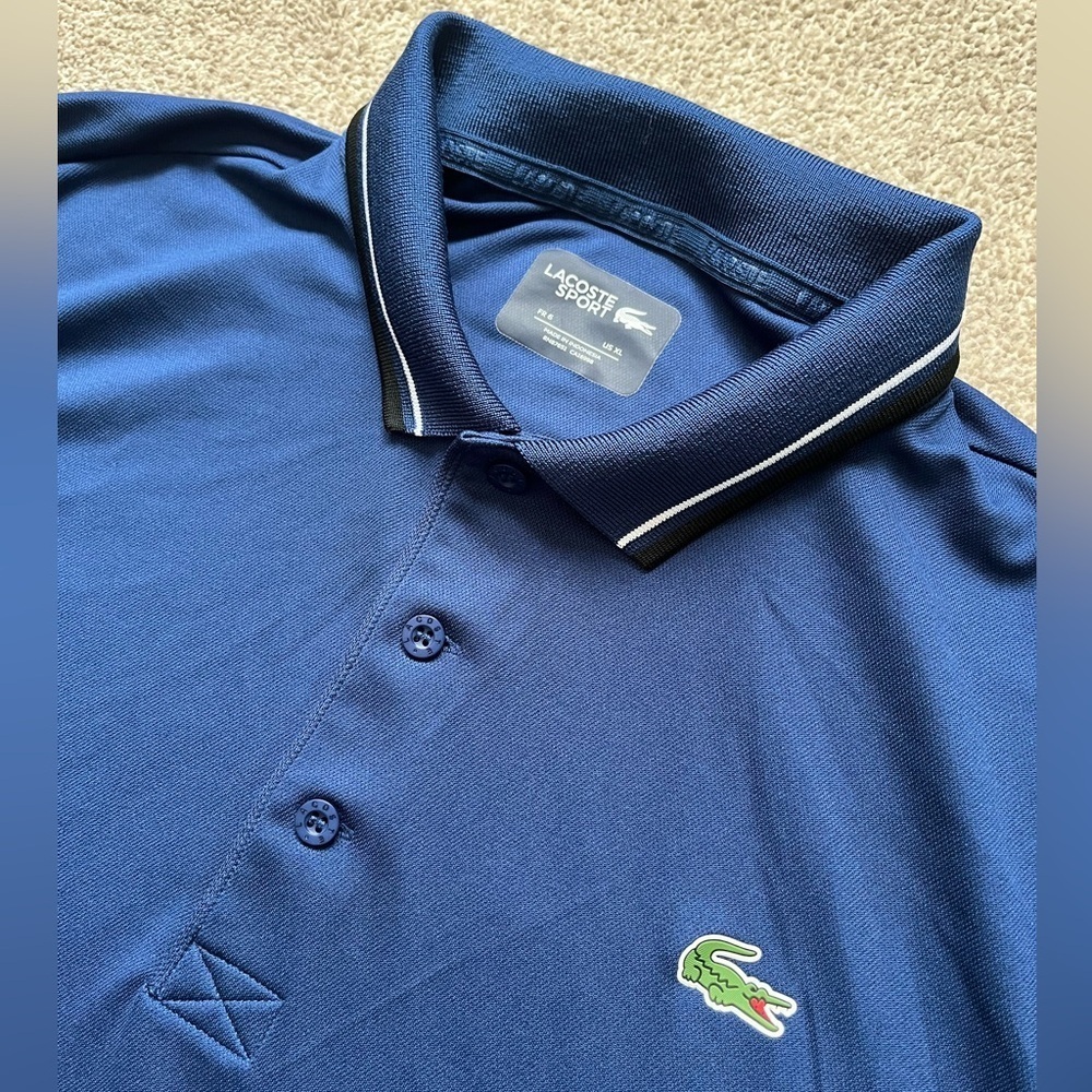 Mens Lacoste Technical Pique Short Sleeve Polo Sport Shirt Size 6 or XL EUC